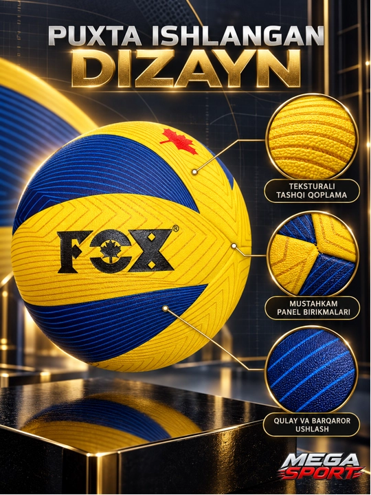 FOX SD-V8000 voleybol to‘pi, yumshoq sintetik charm, sport va mashg‘ulot uchun