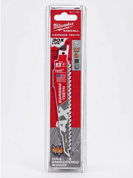 Heavy Duty AX yog'ochni buzish pichog'i, mixlari bilan 150 x 5 mm / 5 mm tish oralig'i