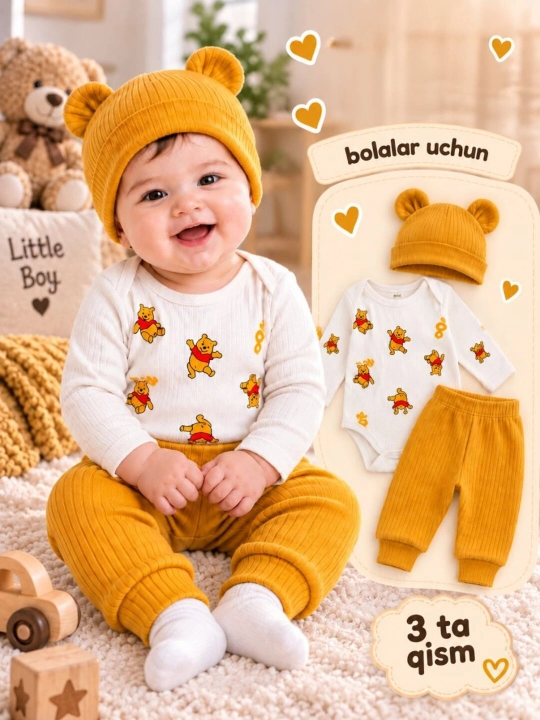 Bodi, bolalar bodi, bolalar kiyimi, yangi tug‘ilgan chaqaloqlar uchun uchta bodi to‘plami