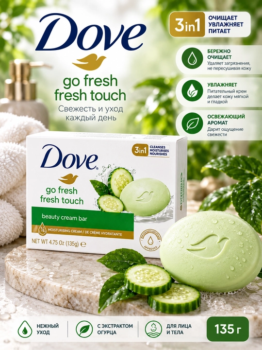 DOVE — увлажняющее ароматизированное мыло для лица и тела - 
