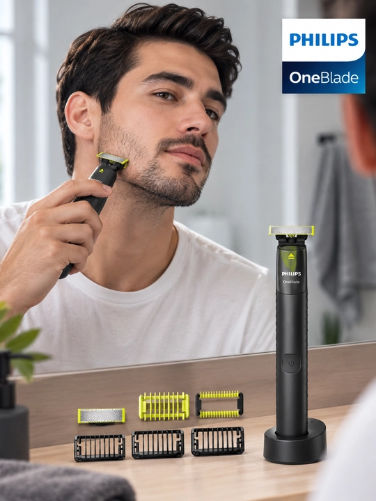 Триммер Philips OneBlade для лица и тела с насадками