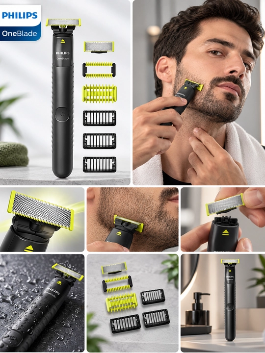 Триммер Philips OneBlade для лица и тела с насадками