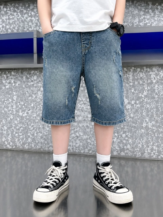 Джинсовые шорты для мальчиков свободного кроя – летние Casual Denim Shorts