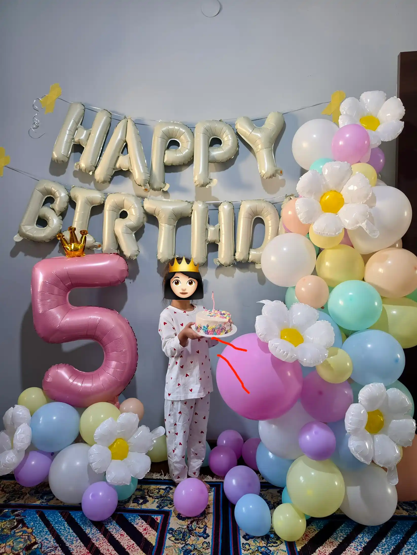 Большой набор воздушных шаров Happy Birthday для фотозоны и дня рождения