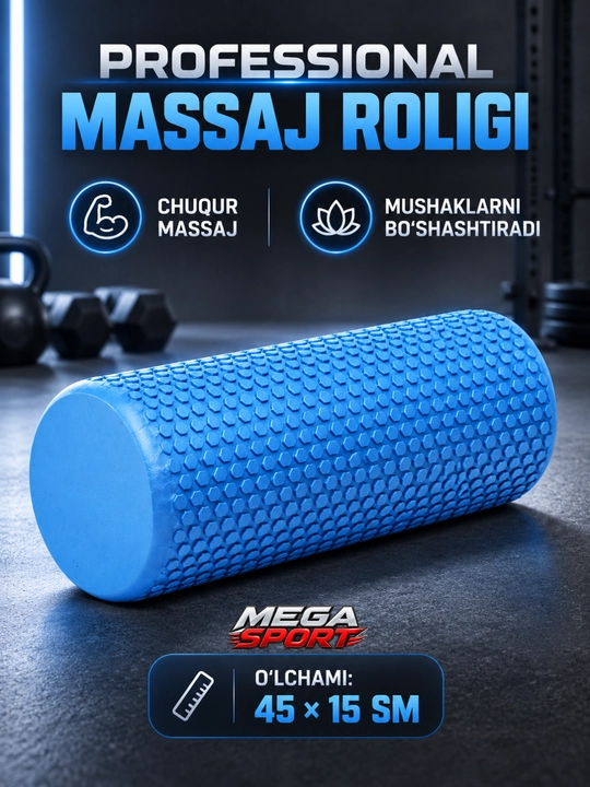 Ko‘pikli materialdan tayyorlangan massaj roligi - mushaklar uchun sport massaj roligi - 