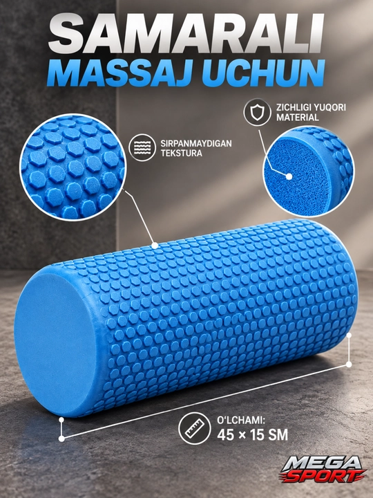 Ko‘pikli materialdan tayyorlangan massaj roligi - mushaklar uchun sport massaj roligi