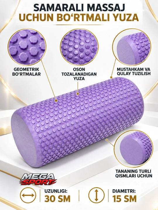 Ko‘pikli materialdan tayyorlangan massaj roligi - mushaklar uchun sport massaj roligi