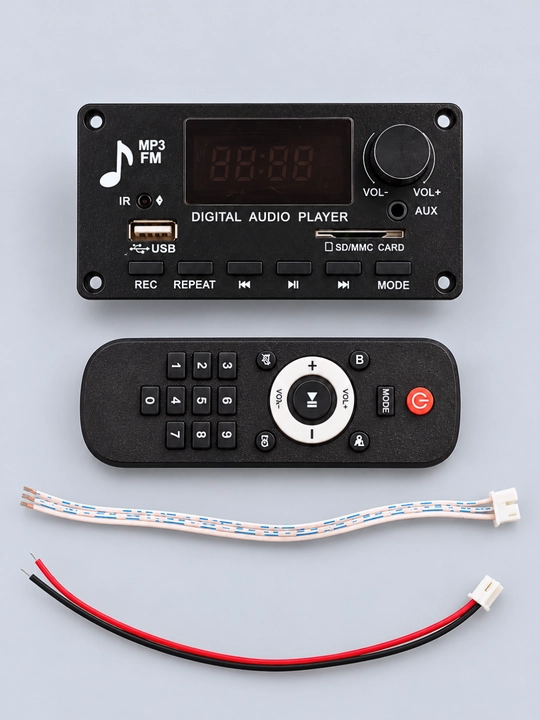 MP3-аудиомодуль с усилителем, Bluetooth, FM, USB, SD/MMC, AUX и пультом для авто