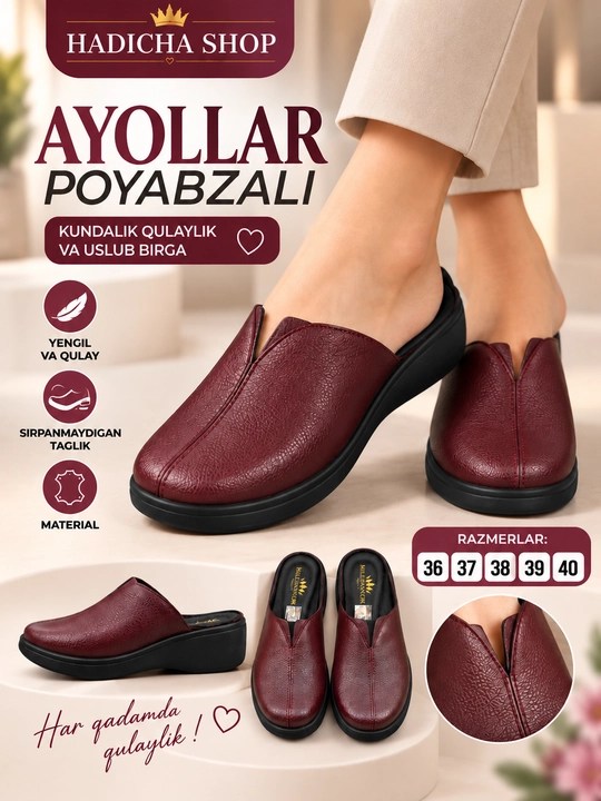 Ayollar tapochkasi, kuzgi oyoq kiyim, uy tapichkasi, qulay tapichka, 36-40 - 