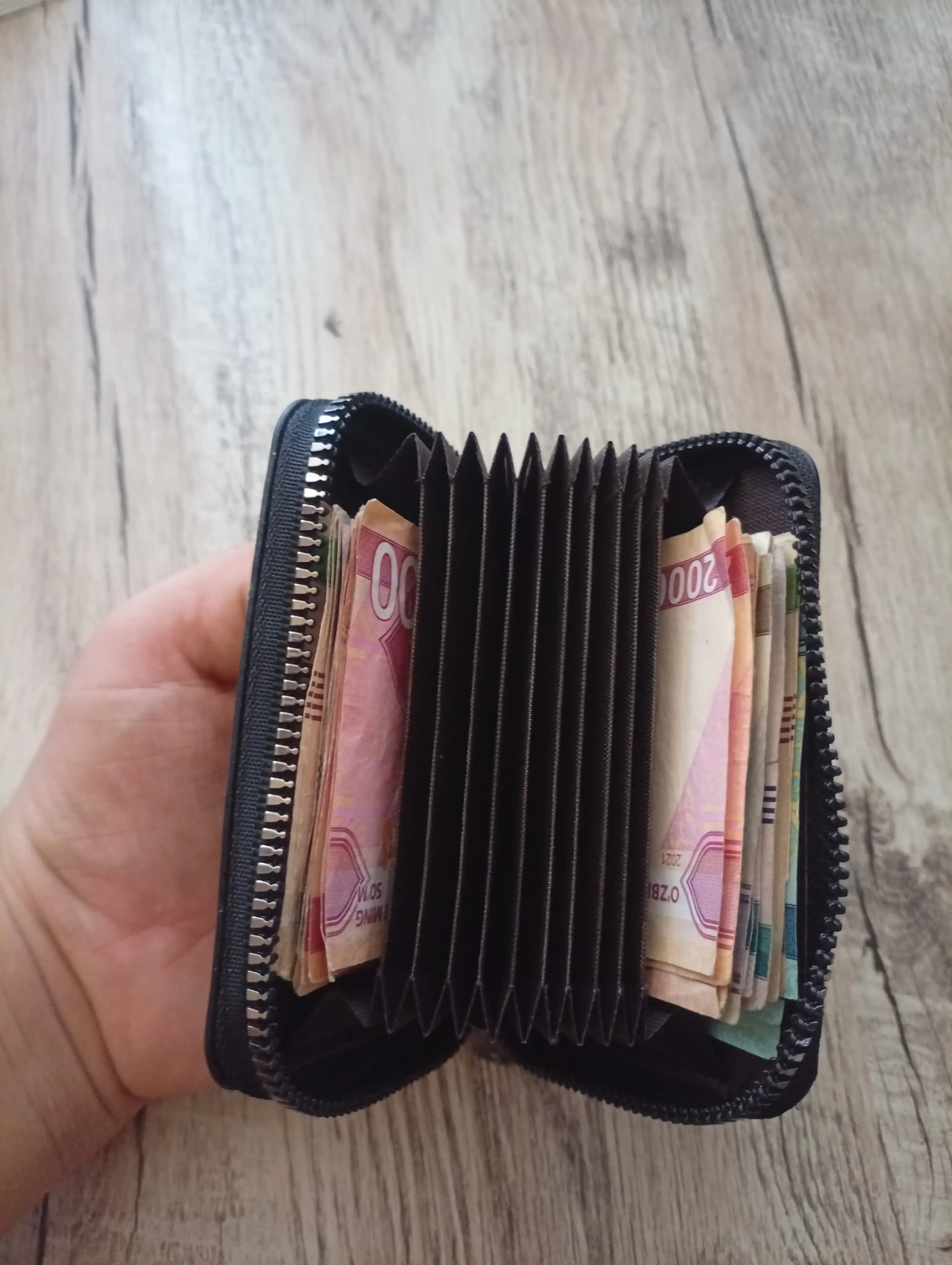Fermuarli kartxolder va vizitka hamyoni, bank kartalari uchun zamonaviy mini hamyon