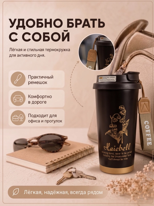 Kofe va choy uchun zanglamaydigan po‘latdan yasalgan 316 s termokranka (jo‘mrakli), 500 ml