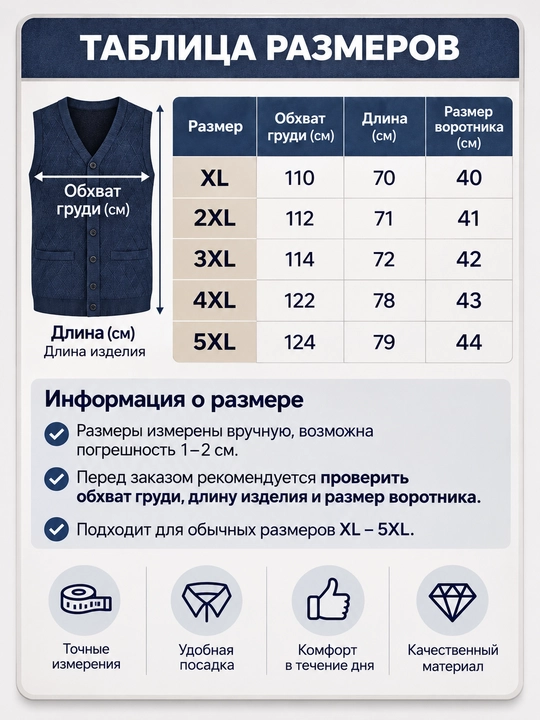 Erkaklar trikotaj nimchasi, tugmali yengsiz, bahor-kuz, XL-5XL