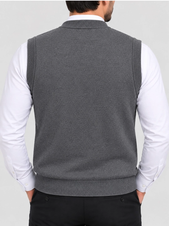 Erkaklar trikotaj nimchasi, tugmali yengsiz, bahor-kuz, XL-5XL