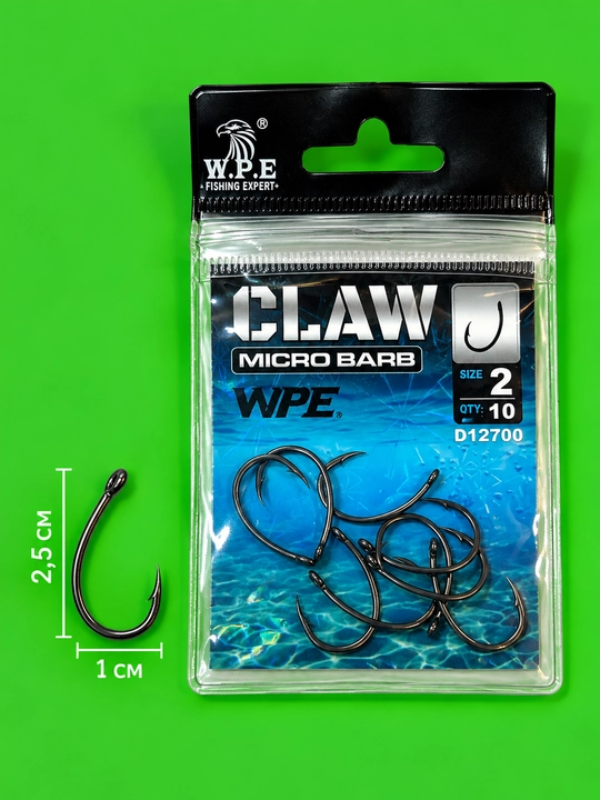 W.P.E CLAW D12700 Banan Micro Barb POWERTR — Прочные карповые крючки карпа сазана и амура
