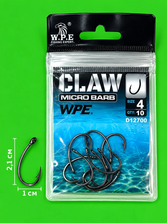 W.P.E CLAW D12700 Banan Micro Barb POWERTR — Прочные карповые крючки карпа сазана и амура
