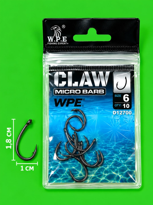 W.P.E CLAW D12700 Banan Micro Barb POWERTR — Прочные карповые крючки карпа сазана и амура
