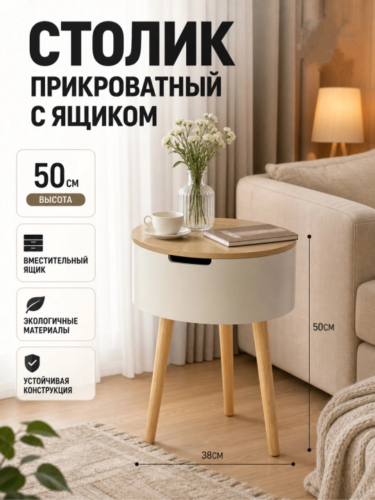 Многофункциональный деревянный столик для дивана, прикроватный столик - 
