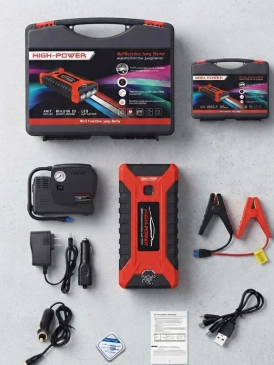 Avtomobil uchun pusk qurilmasi simsiz nasos shinalarga Jump starter +Power bank+ LED fonar