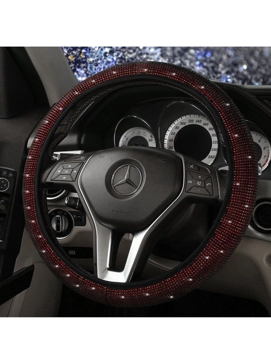 Olmos toshli avtomobil rul qoplamasi, sirpanmaydigan yumshoq premium rul chexoli - 
