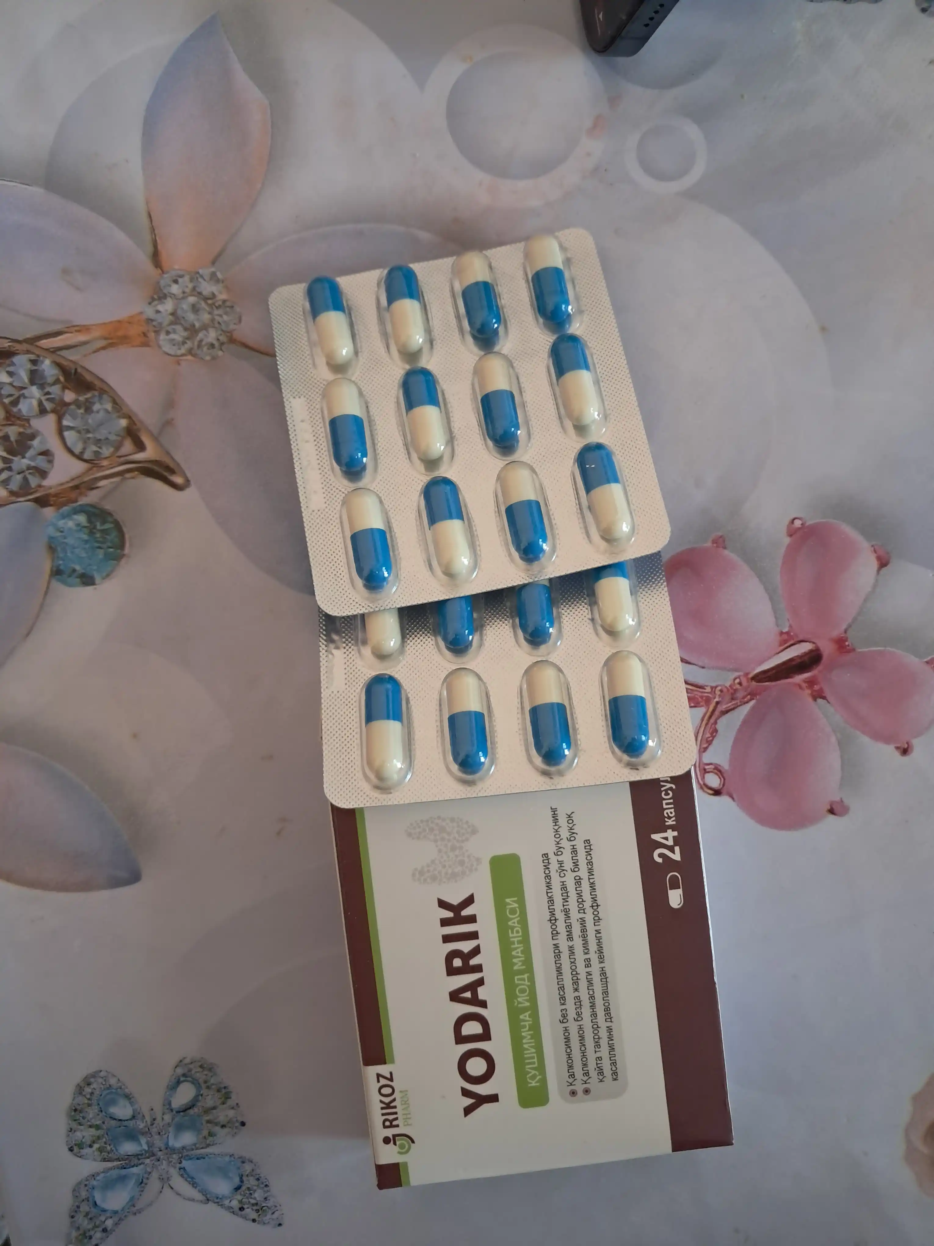 Qalqonsimon bez, yod tanqisligi uchun Yodarik, yod, selen, rux va foliy kislotasi, 24 tab