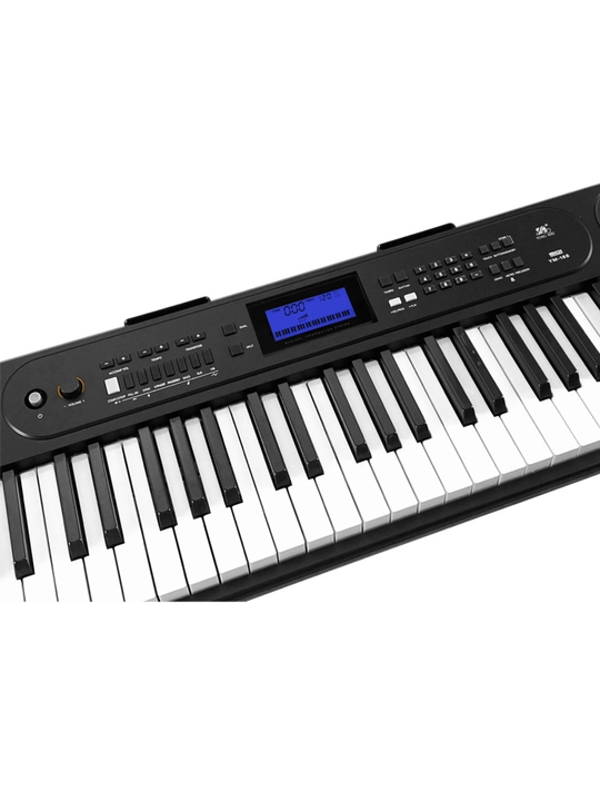 Elektron pianino 61 standart tugmachalari, mikrofon, tarmoq va batareya bilan quvvatlanadi