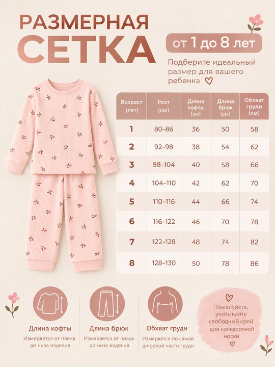 Детская пижама, хлопковый, бамбуковый комплект для сна, кофта и штаны, цветочный принт