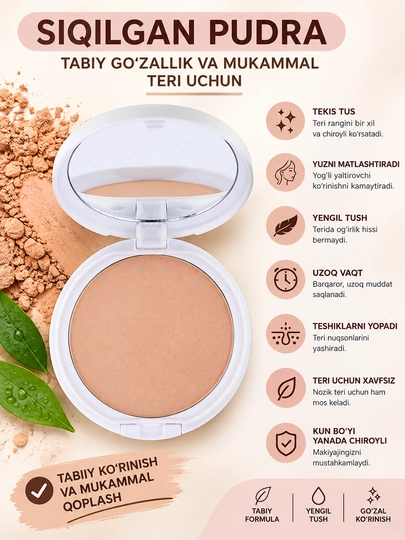 Pudra, yuz uchun upa Gabrini Matte Powder, suvga chidamli, matlashtiruvchi, 12 g