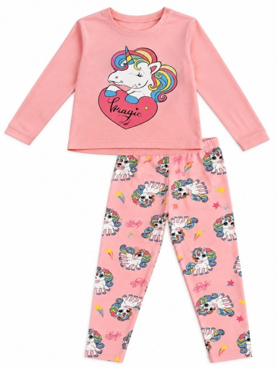 Комплект одежды для девочек из 100% хлопка топ и брюки с принтами Hello Kitty и единорогом