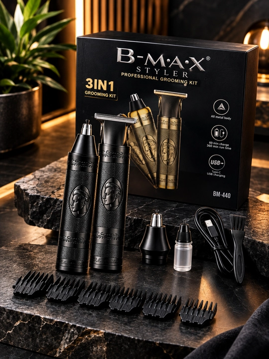 B-MAX BM-440 набор триммеров 3 в 1 для волос, бороды, носа и ушей