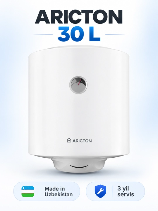 ARICTON 30/50/80/100 litr elektr suv isitgichi, uy uchun boyler, oq rang, 3 yil servis