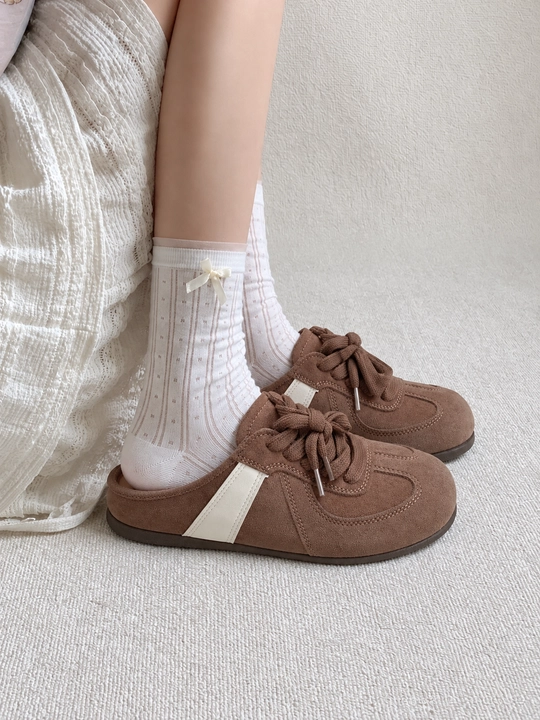 Мюли тапочки Sneaker Mules — замшевые кроссовки с открытой пяткой, осенняя обувь - 