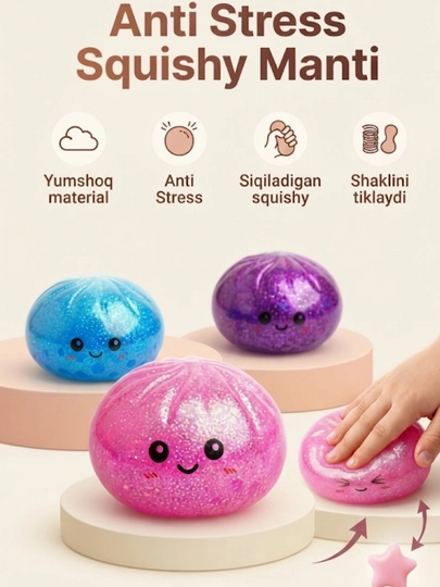 Антистресс игрушка Squishy Манты мягкая сжималка Squish Toy для детей, случайный цвет