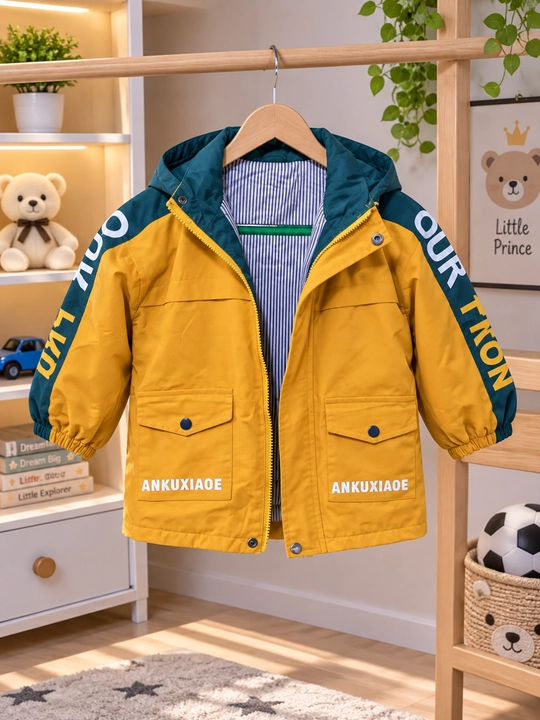 Детская куртка для мальчика жёлтая осень весна ветровка 5-7 лет водоотталкивающая