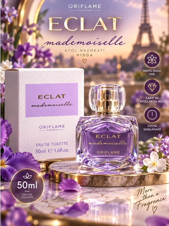 Eclat Mademoiselle ayollar xushbo‘y suvi, 50 ml - mayin va ayollarga ifor - 