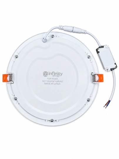 LED panel chiroq ichki o‘rnatiladigan Infinity Energy 18W, dumaloq, 4000K, 1400 Lm, IP44