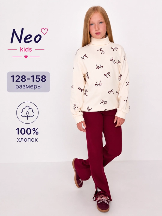 Лонгслив для девочки, Neo, 100% хлопок - 