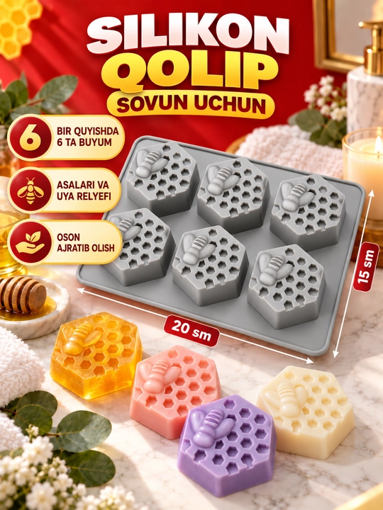 Sovun uchun silikon qolip, qo‘lda tayyorlangan sovun uchun silikon qolip