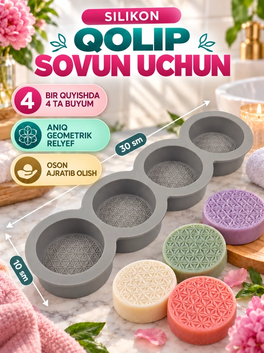 Sovun uchun silikon qolip, qo‘lda tayyorlangan sovun uchun silikon qolip