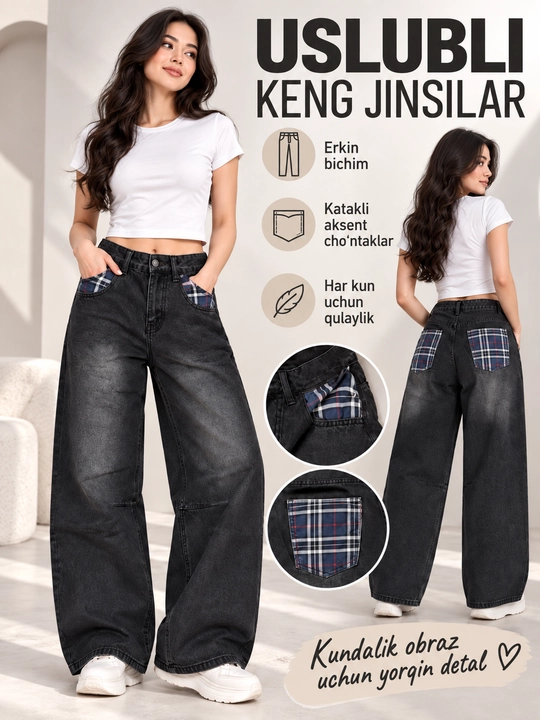 Ayollar Y2K jinsi shimlari, keng, oversize, baggi shimlar ayollar uchun jinsi - 