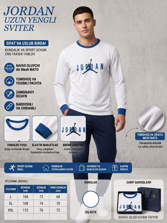 Мужской лонгслив Jordan (футболка с длинным рукавом) - 