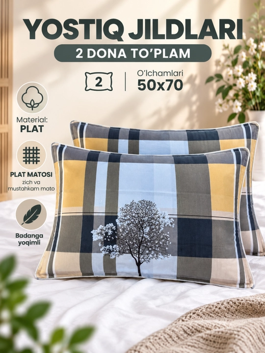 Yostiq jildlari to plami eko-bambuk navlochka yostiq jildi 50 x 70 dona