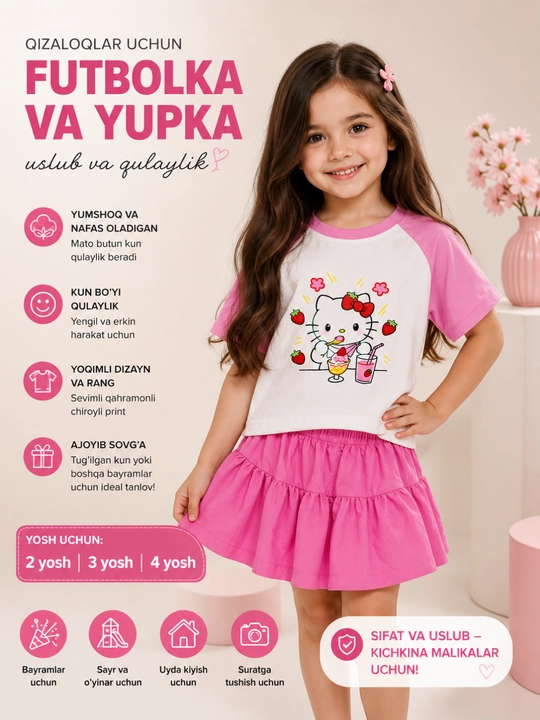 Zamonaviy qizlar uchun dvoyka, Chiroyli ko‘fta va yupka, qizlar uchun dvoyka - 