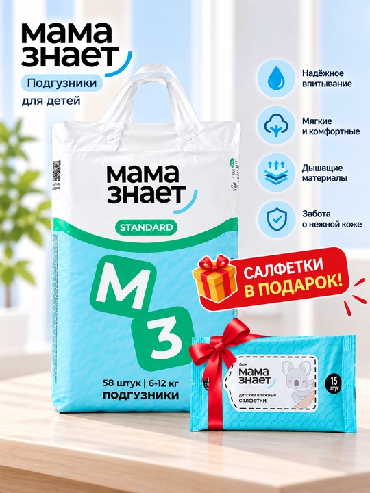 Mama Znayet bolalar uchun Standart tagliklar,S,M,L,XL o'lchamlarda - 
