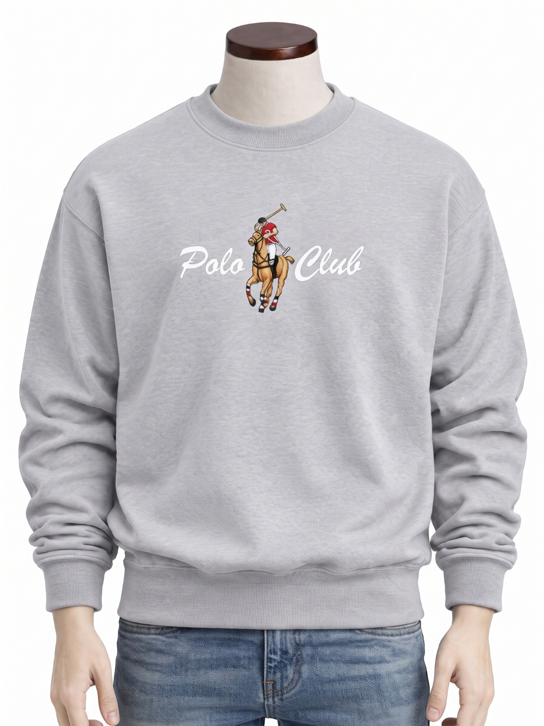 Мужской хлопковый свитшот Polo Club, с классическим принтом и круглым вырезом - 