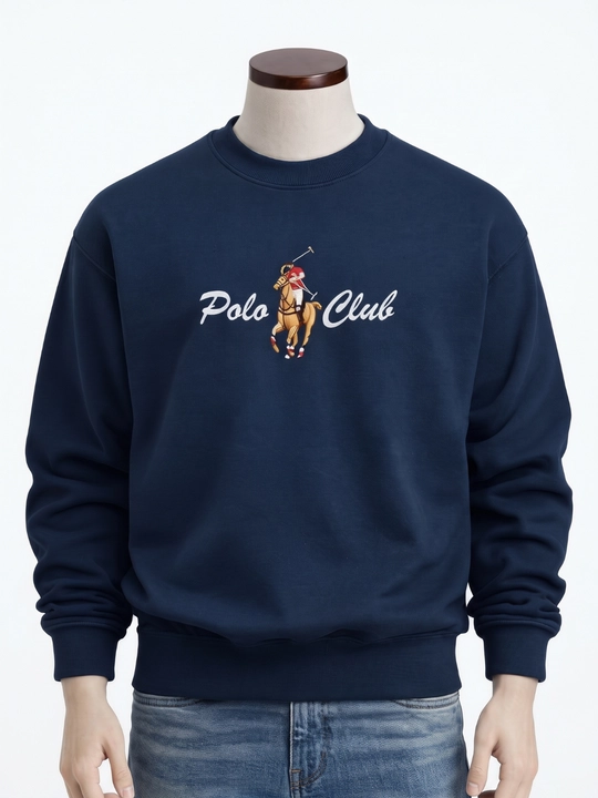 Мужской хлопковый свитшот Polo Club, с классическим принтом и круглым вырезом - 