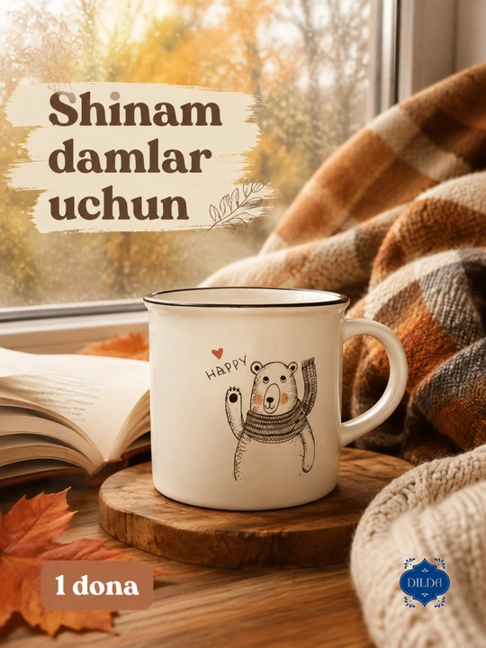 Naqshli keramika bakal-krujka choy va qahva uchun, 300 ml, 1 dona, dizaynli, sovg`a uchun - 