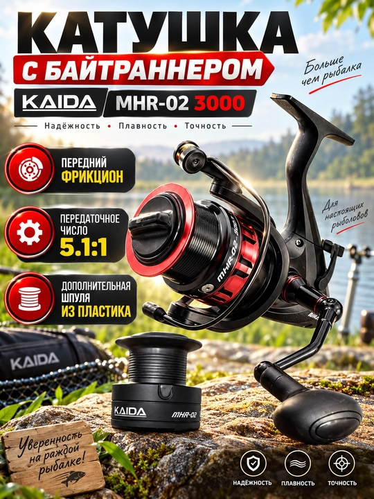 Катушка для спиннинга безынерционная для рыбалки KAIDA
