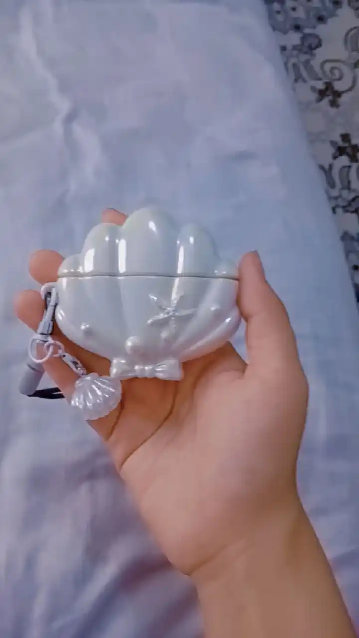 Чехол для наушников AirPods Pro ракушка с блёстками и брелком, необыкновенный дизайн