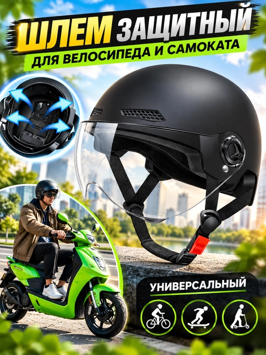 Каска мотошлем универсальный для скутера и мотоцикла - 