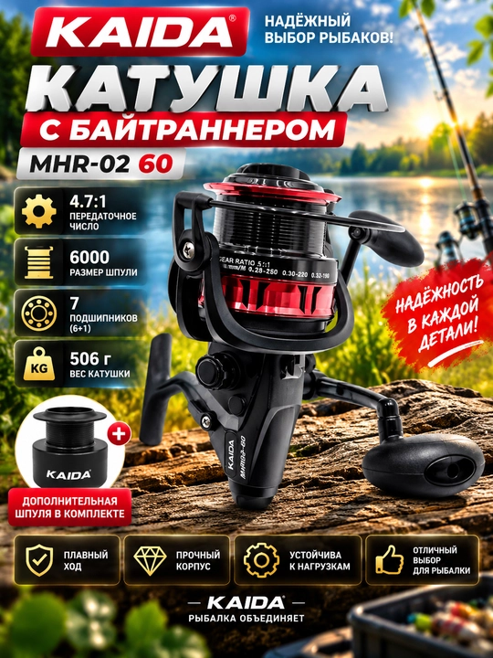 Катушка для спиннинга безынерционная для рыбалки KAIDA